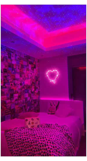 Pastel Pink Fairy Lights Illuminate A Dim Room. Wallpaper