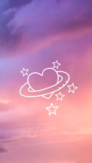 Pastel Pink Heart Planet Wallpaper