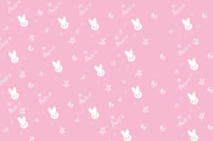 Pastel Pink Kawaii Bunny Pattern Wallpaper