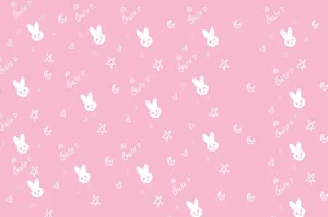 Pastel Pink Kawaii Bunny Pattern Wallpaper