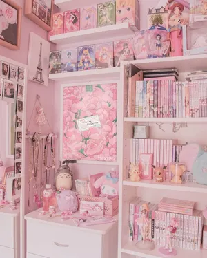 Pastel Pink Kawaii Room Decor Wallpaper