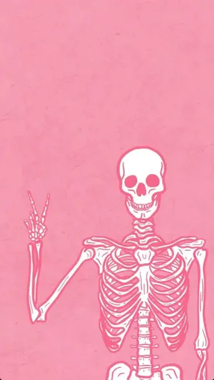 Pastel Pink Skeleton Peace Sign Wallpaper