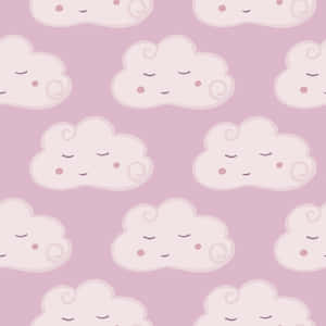 Pastel Pink Smiling Clouds Pattern Wallpaper