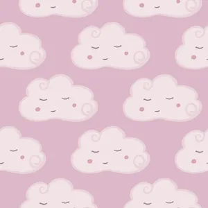 Pastel Pink Smiling Clouds Pattern Wallpaper