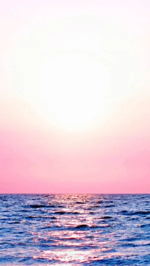 Pastel Pink Sunset Ocean View Wallpaper