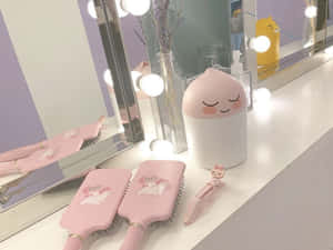 Pastel Pink Vanity Accessories Wallpaper