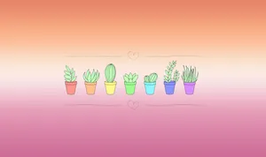 Pastel Potted Plants Love Wallpaper