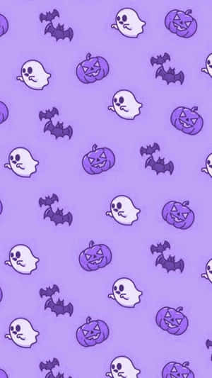 Pastel Purple Halloween Pattern Wallpaper