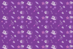 Pastel Purple Halloween Pattern Wallpaper