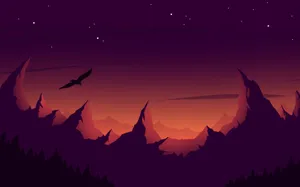 Pastel Purple Sky And Mountain Wallpaper