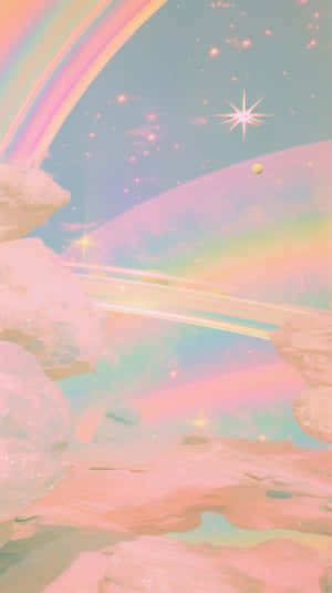 Pastel_ Rainbow_ Skyline_ Aesthetic Wallpaper