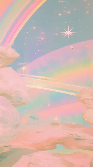 Pastel_ Rainbow_ Skyline_ Aesthetic Wallpaper