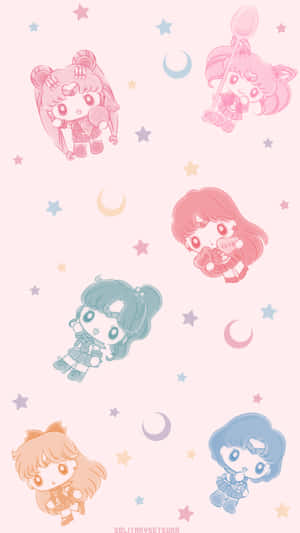 Pastel Sailor Moon Chibi Characters Fan Art Wallpaper