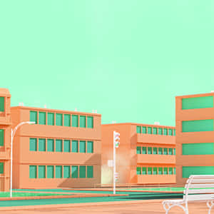 Pastel School Architecture Wallpaper