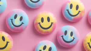 Pastel Smiley Faces Pattern Wallpaper