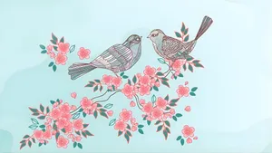 Pastel Spring Birds Wallpaper