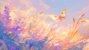Pastel Spring Butterfly Wallpaper