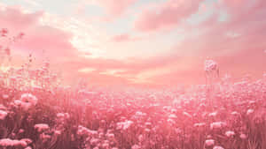 Pastel Spring Floral Landscape Wallpaper