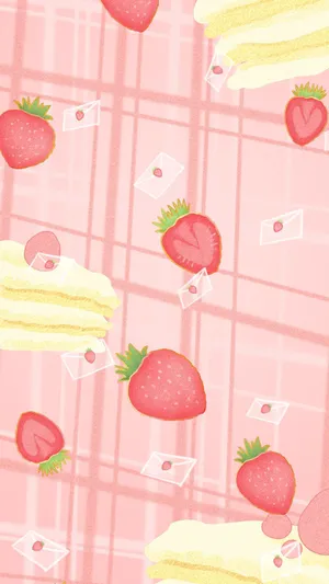 Pastel Strawberry Cake Wallpaper