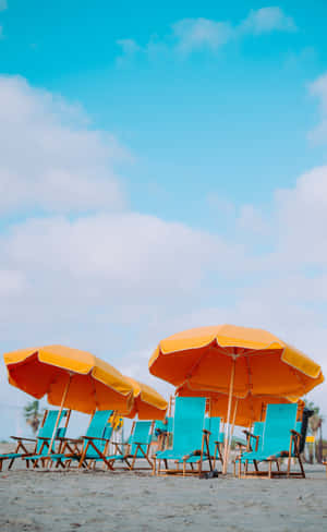 Pastel Summer Beach Umbrellas Wallpaper