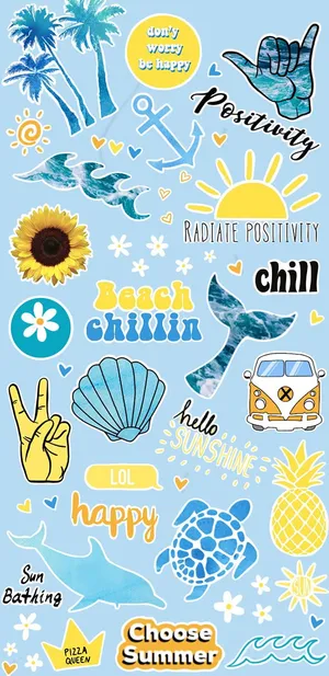 Pastel Summer Vibes Sticker Collage Wallpaper