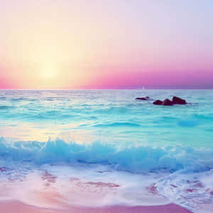 Pastel Sunset Beach Aesthetic Wallpaper
