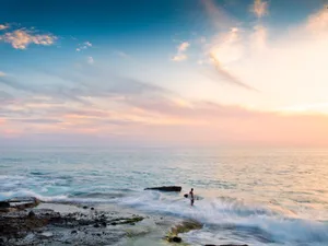 Pastel Sunset Surf Beach Aesthetic.jpg Wallpaper