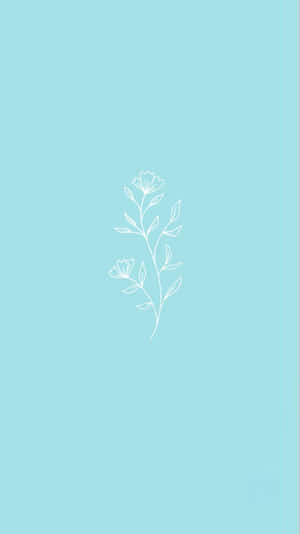 Pastel Teal Floral Sketch Wallpaper