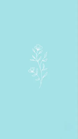 Pastel Teal Floral Sketch Wallpaper