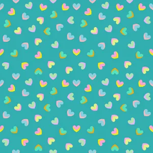 Pastel Teal Rainbow Hearts Wallpaper