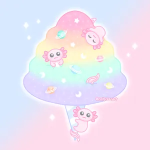 Pastel Themed Cute Axolotl Chibi Art Wallpaper