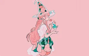 Pastel Witch Aesthetic Illustration Wallpaper