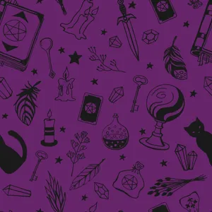 Pastel Witch Pattern Purple Background Wallpaper