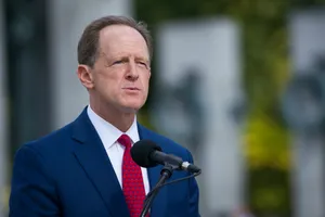 Pat Toomey Speaking Outside Wallpaper