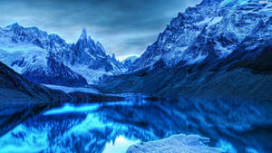 Patagonia Monochromatic Blue Mountain Range Wallpaper