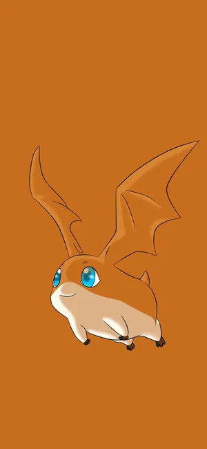Patamon Flying Orange Background Wallpaper