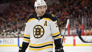 Patrice Bergeron White Bruin Uniform Wallpaper