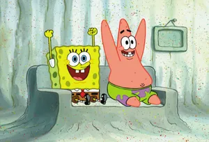 Patrick And Spongebob Celebrating Aesthetic Wallpaper