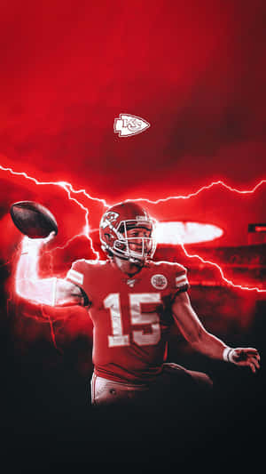 Patrick Mahomes Cool Fanart With Red Thunder Wallpaper