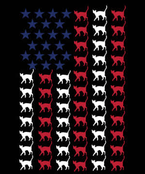 Patriotic Dog Silhouette American Flag Wallpaper