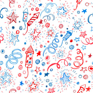 Patriotic Fireworksand Stars Pattern Wallpaper