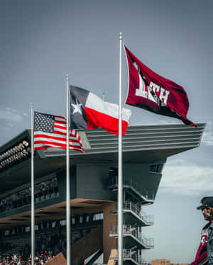 Patriotic Flags Over Stadium Wallpaper