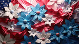 Patriotic Floral American Flag4th July Wallpaper