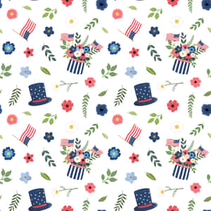 Patriotic Floral Pattern4th July Wallpaper