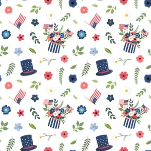 Patriotic Floral Pattern4th July Wallpaper