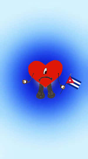 Patriotic Heart Character Holding Flag Wallpaper
