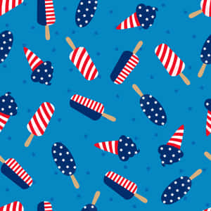 Patriotic Popsicles Pattern4th July Wallpaper