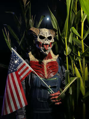 Patriotic Skull Creaturein Cornfield Wallpaper