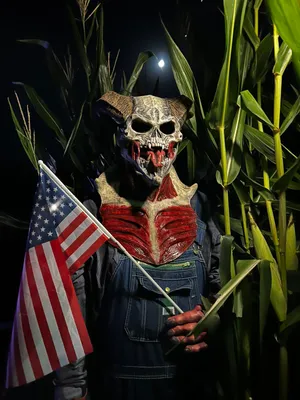 Patriotic Skull Creaturein Cornfield Wallpaper