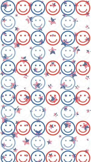 Patriotic Smiley Faces Pattern Wallpaper